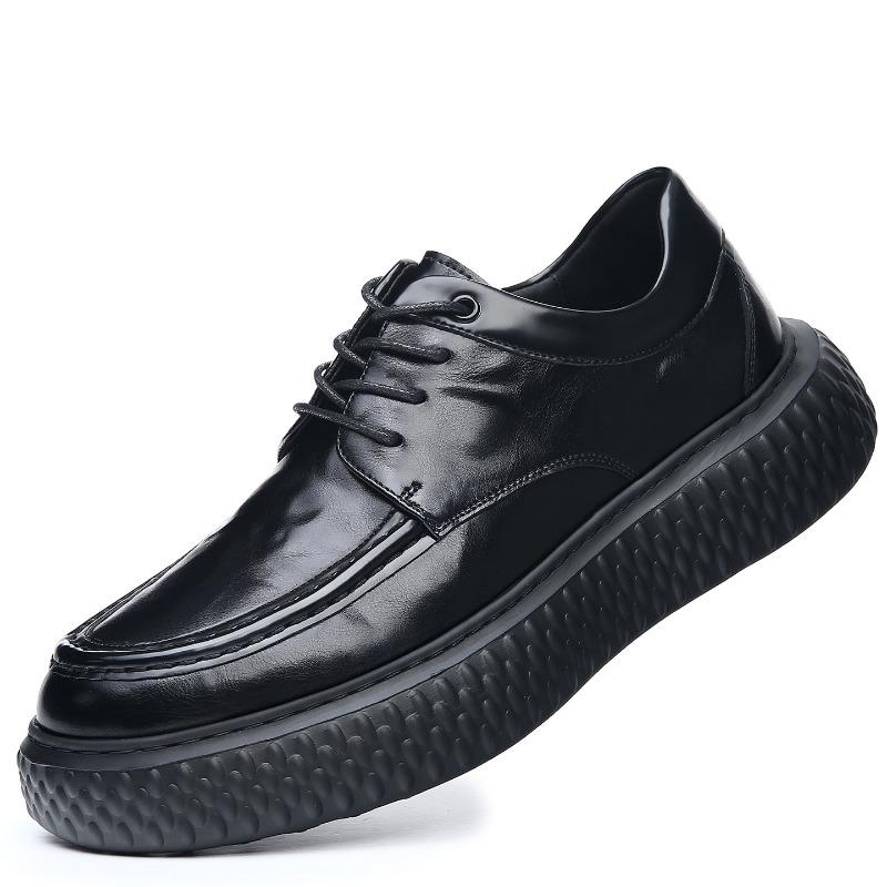 Light luxury high-end men's shoes autumn and winter new trendy shoes leather breathable thick sole heightening business casual leather shoes