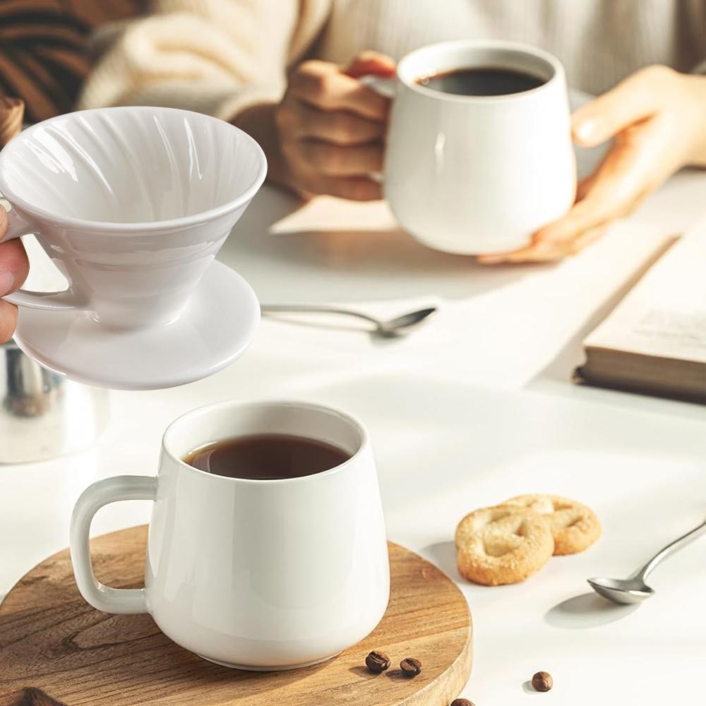 Ceramic Coffee Dripper Engine Style Coffee Drip Filter Cup Permanent Pour Over Coffee Maker Separate Stand For 1-2 Cups