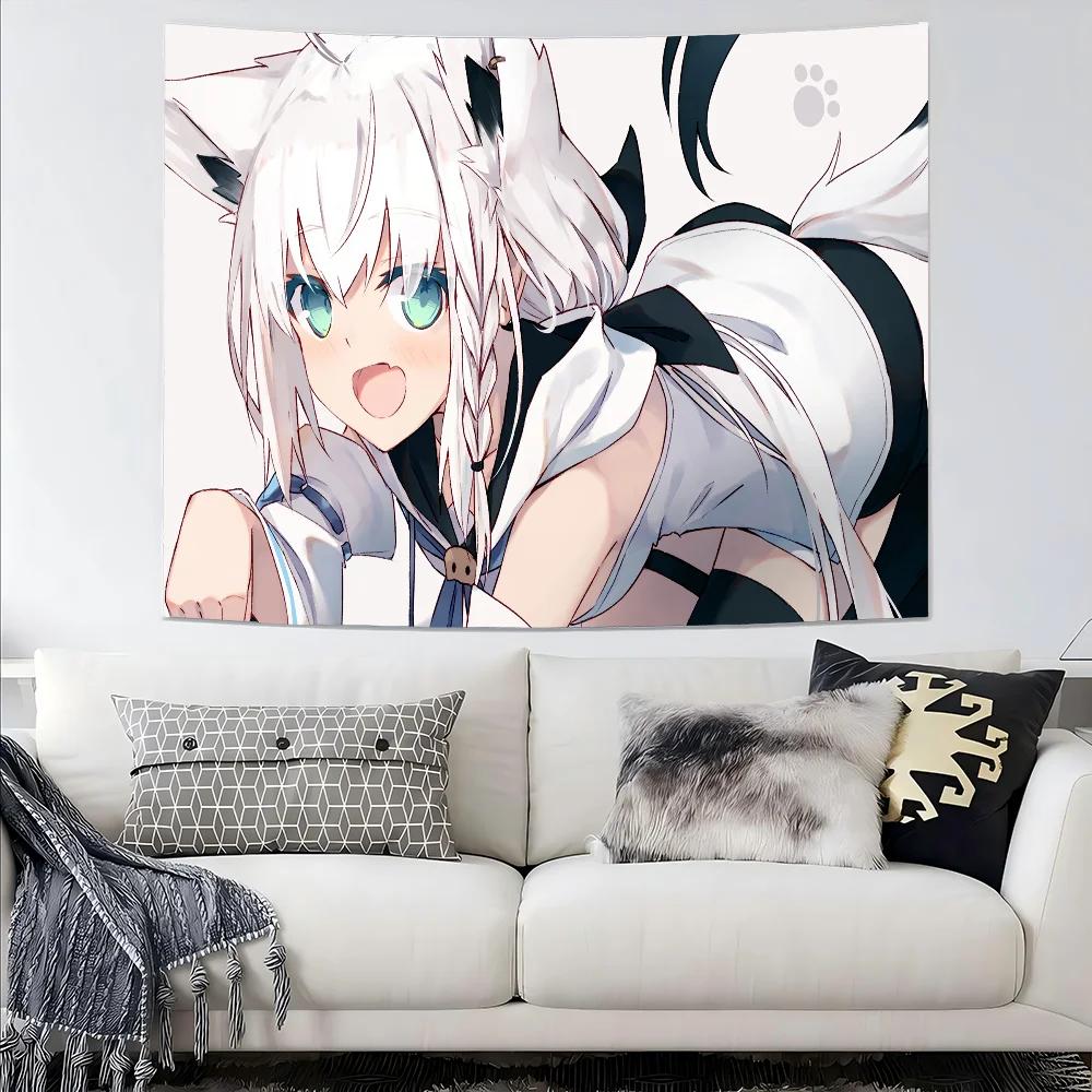 Hololive Shirakami Fubuki Cartoon Tapestry Art Science Fiction Room Home Decor Wall Hanging Home Decor