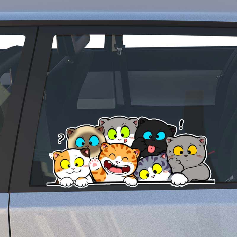 Cute Cat Animal Car Stickers Waterproof Vinyl Decals Auto Body Window Bumper Decor Motorcycle Helmet Stickers TM204