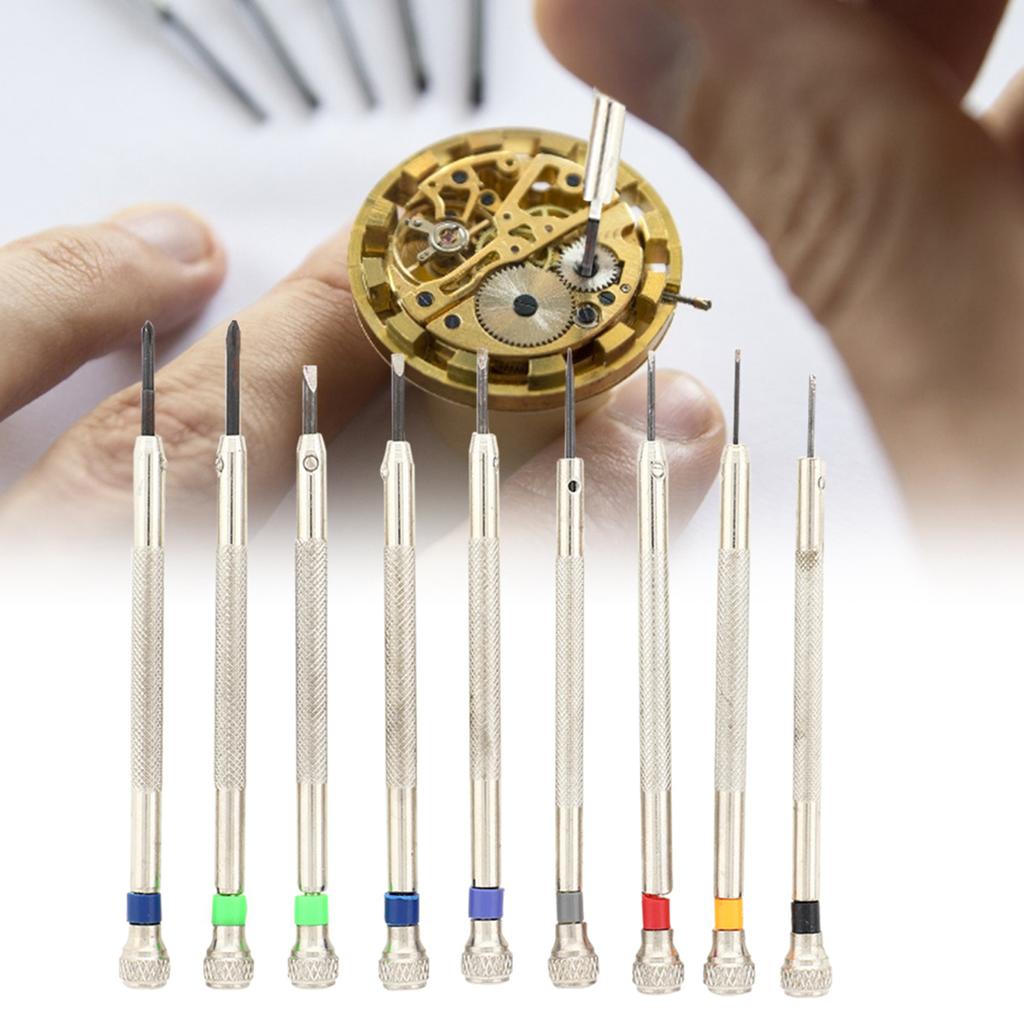9Pcs 0.8mm‑2.0mm Watch Screwdriver Kit Tools for Watch Repairing