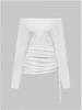 Autumn/Winter Slim Fit Ribbed Long Sleeve Top with Letter Print for Women