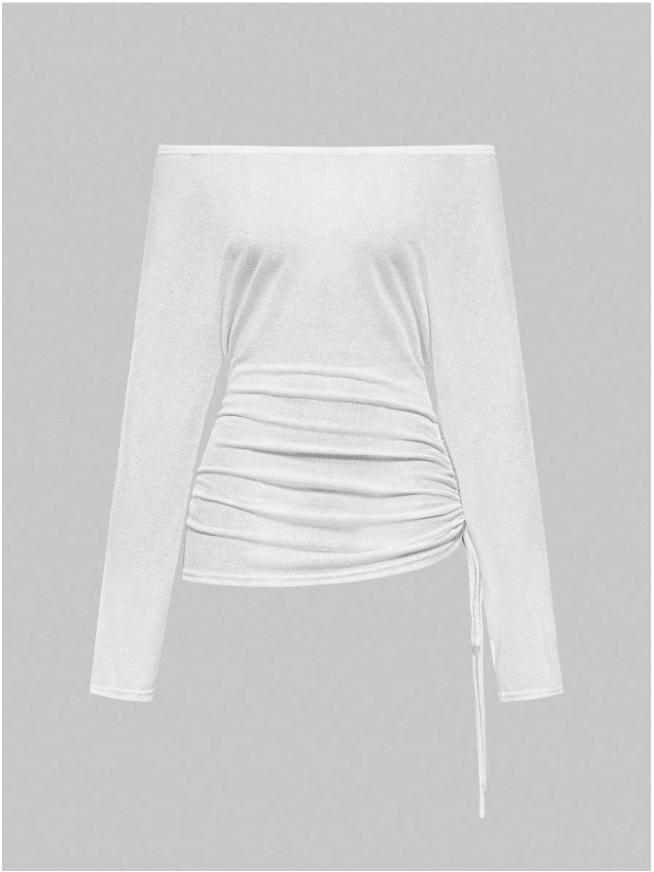 Autumn/Winter Slim Fit Ribbed Long Sleeve Top with Letter Print for Women