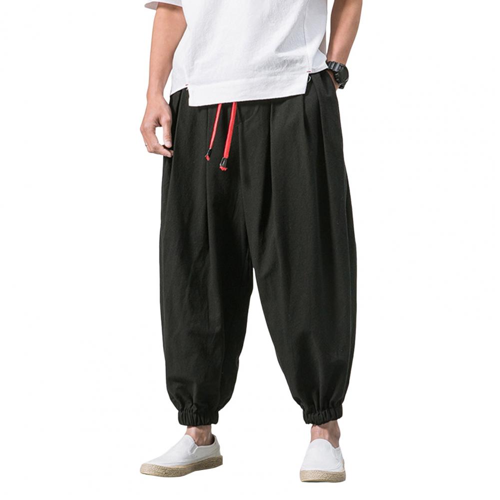 Men's Loose Drawstring Harem Pants Baggy Jogging Pants Men Crotch Wide Leg Pants Male Casual Loose Trousers