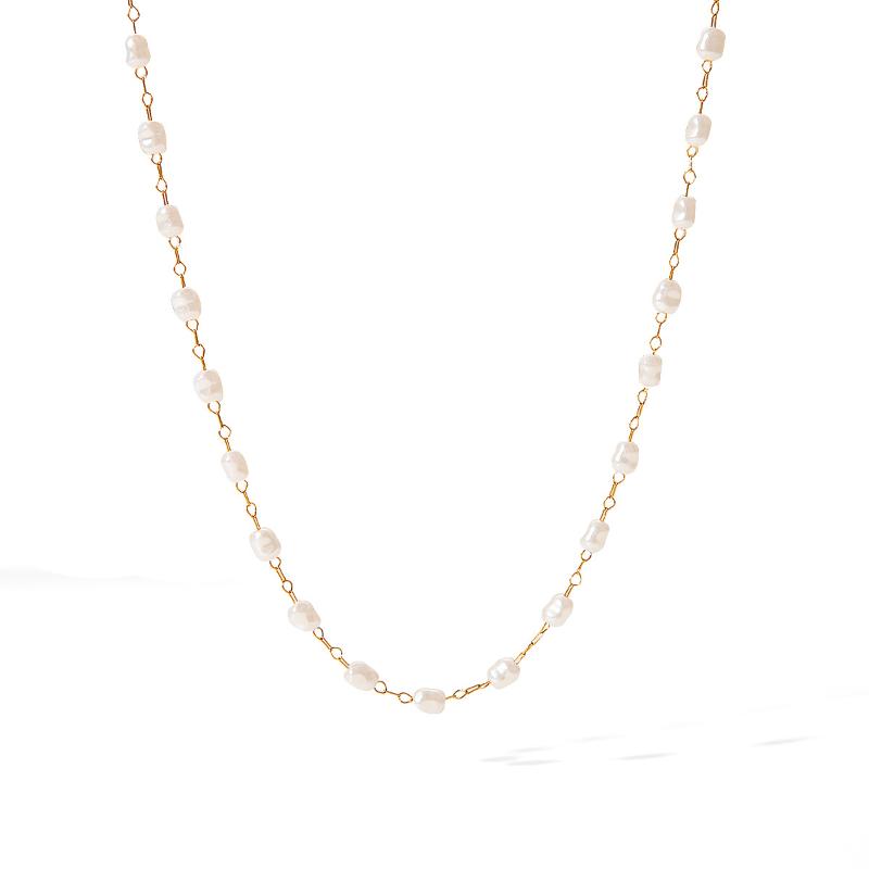 French Retro Court Style Gold Plated Pearl Necklace Comfortable Wear Elegant Jewelry for Women All Scenarios Use