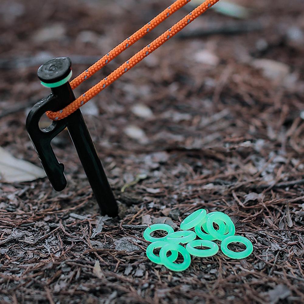 

10pcs Luminous Tent Ground Nail Night Fishing Warning Reflective for Camping with Fluorescent Silicone O-Rings
