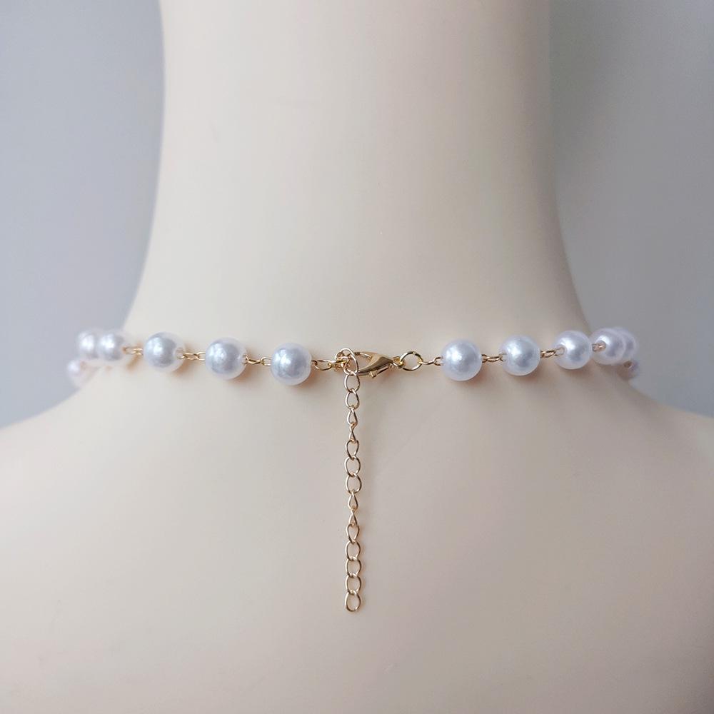 Bow Water Drop Pearl Retro Choker Necklace for Lolita Girls
