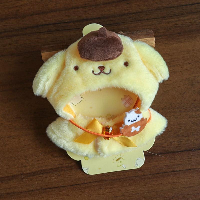 Creative  Cute Melody Kuromi Cinnamoroll 12cm Doll Clothes Cape Headgear Kawaii Pendant Cartoon Ornament Accessories Gift