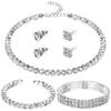 Ladies' Rhinestone Jewelry Set, Sparkling Crystal Necklace Bracelet Earrings Three Piece Set, Bridal Wedding Party Ball Accessories