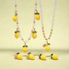 Nivora Resin Fruit Lemon Pendant Necklace For Women Imitation Zircon Stainless Steel Zircon Handmade Strand Beads Choker Zircon