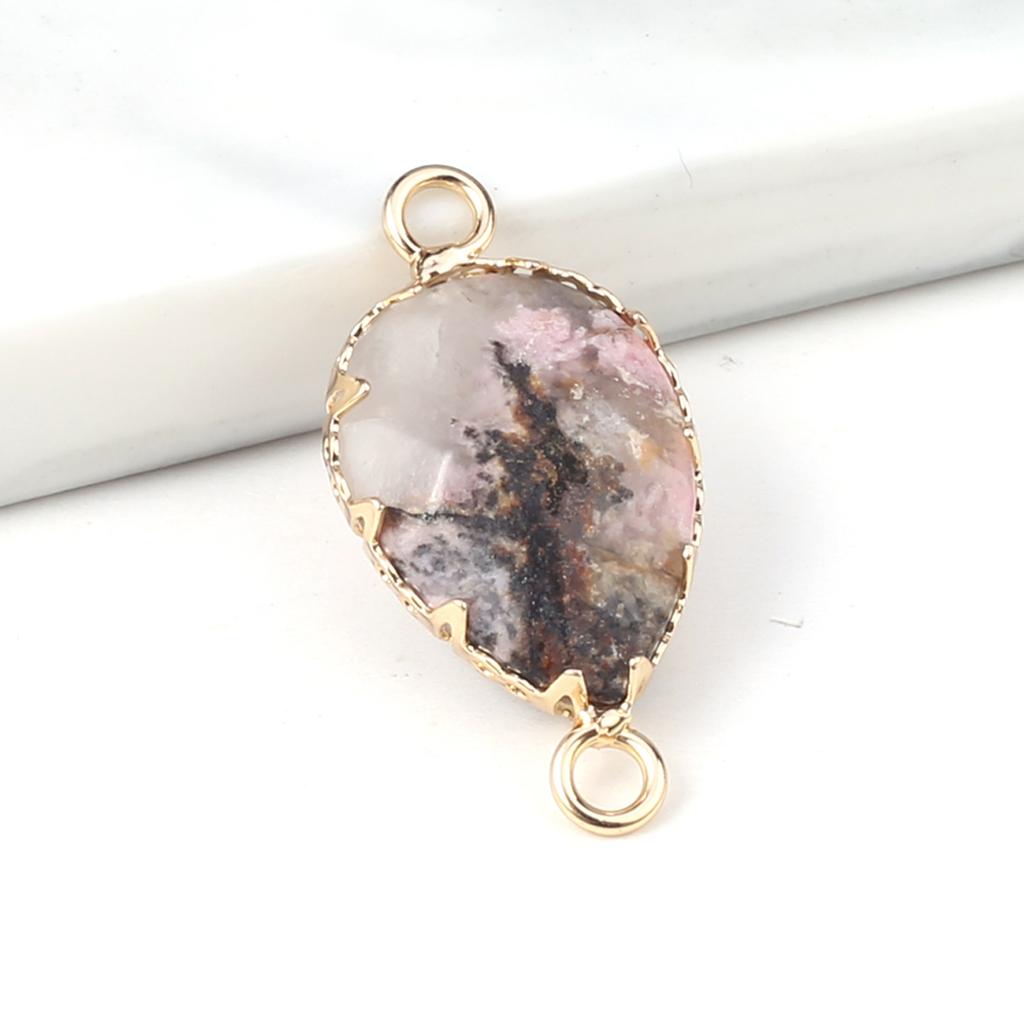 2Pcs Natural Stone Connector Drop-Shaped Faceted Connector Charms For Jewelry Making DIY Necklace Bracelet Accessory
