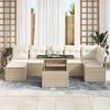 Ensemble de canapé jardin 8 pièces avec coussins Beige Poly Rattan, Canapé jardin 2 places avec coussins Beige Poly Rattan 3348867