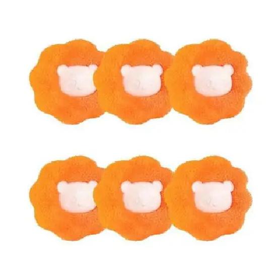 Набор шариков для стирки Средство для удаления шерсти Чистка одежды для домашних животных Аксессуары для собак Товары для дома Инструмент для удаления шерсти у кошек и собак Orange 6 PCS