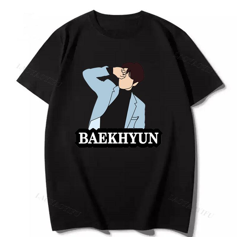 Korean Popular Clothes Playera Kpop Baekhyun Graphic T Shirts Unisex Tshirt Short Sleeve Women Unisexs Y2k Clothing