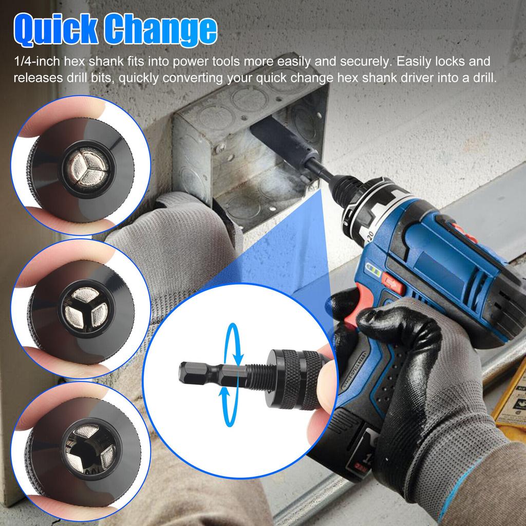 Electric Screwdriver 0.3 3.6/6.5mm Keyless Drill Chuck 1/4 Inch Hex Shank Keyless Drill Chuck Chuck Tool