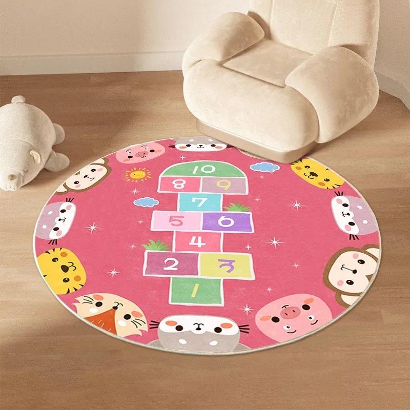Cartoon Traffic Carpet Mat Rug Vehicles Road Maze Kids Educational Car Home Decoration Round Floor Mat Carpets for Living Room