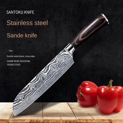 Stainless Steel 7 Inch Chef Knife Cutting Sushi Cooking Knife Sashimi Knife Damascus Pattern Steel Knife
