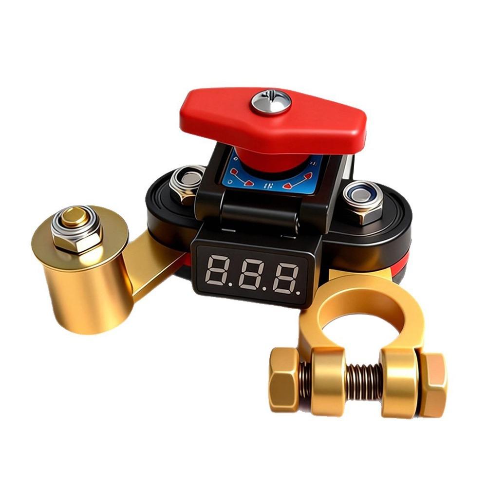 360° Rotatable Car Battery Disconnect Switch Anti-Leakage Universal Fit Battery Switch High Power Brass Battery Isolator Switch красный