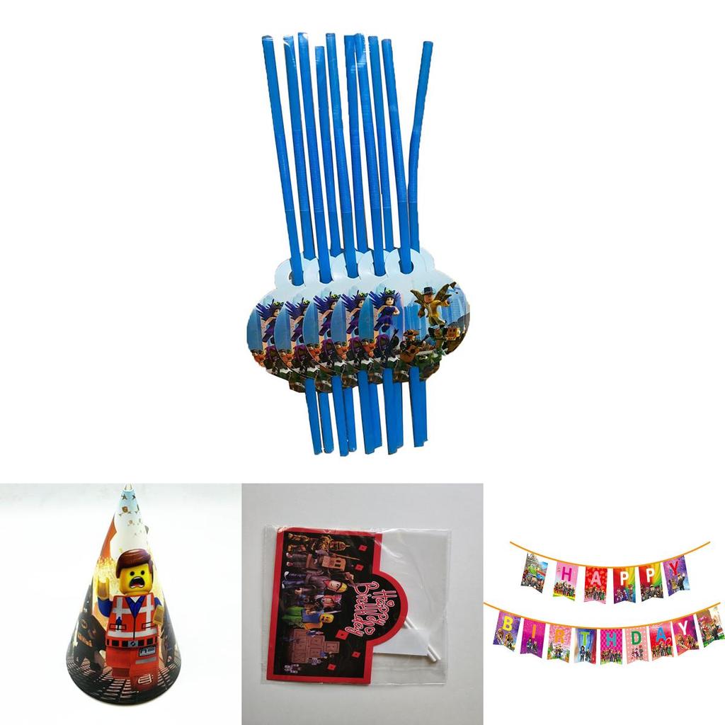 Vibrant Roblox Theme Party Supplies For Kids Birthday Celebrations With Banners And Cake Toppers