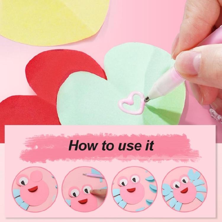 12Pcs 6 Color Roller Glues Pen Quick Dry Drying Adhesive Apply Glues Like Writing for Art Craft Card Making Scrapbooking