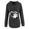 Women's Fashion Casual Loose Love Printed Button Drawstring Stitching Long-sleeved Kangaroo-pocket Hooded Sweatshirt