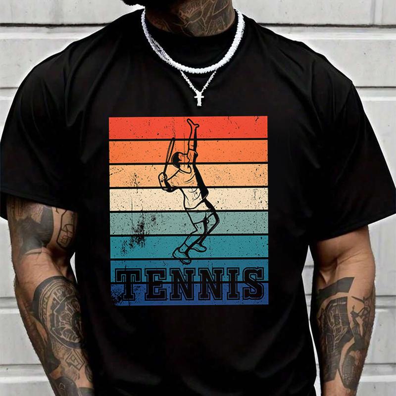 Men's Women Summer Tennis Player In Retro T-shirt Loose Short Sleeved Casual Basic TShirt Round