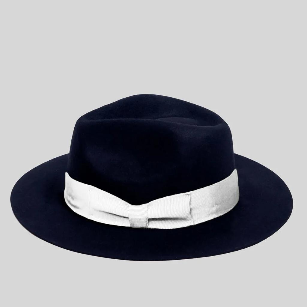 Cross-Border Hot-Selling Bow Webbing Felt Hat Solid Color Wool Top Hat