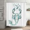 Charming Blue Crayon Style Scorpion Shower Curtain Waterproof Decorative Bathroom Liner White Background with Teal Accents for M