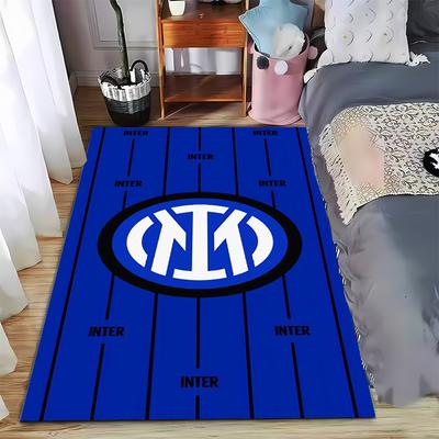 "Blue Carpet with Inter Logo Pattern, Modern Design Floor Mat Decor" Suitable for Use As an Anti-slip for Living Room Bedroom Sofas