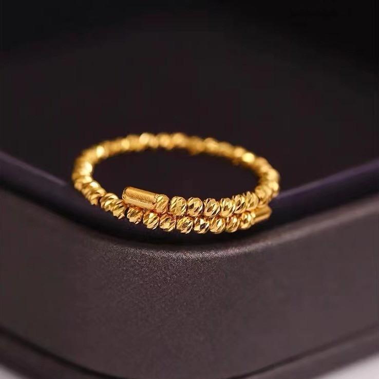 Vietnamese 2023 Elegant Sand Gold Memory Ring For Women With Stunning Sparkling Beads