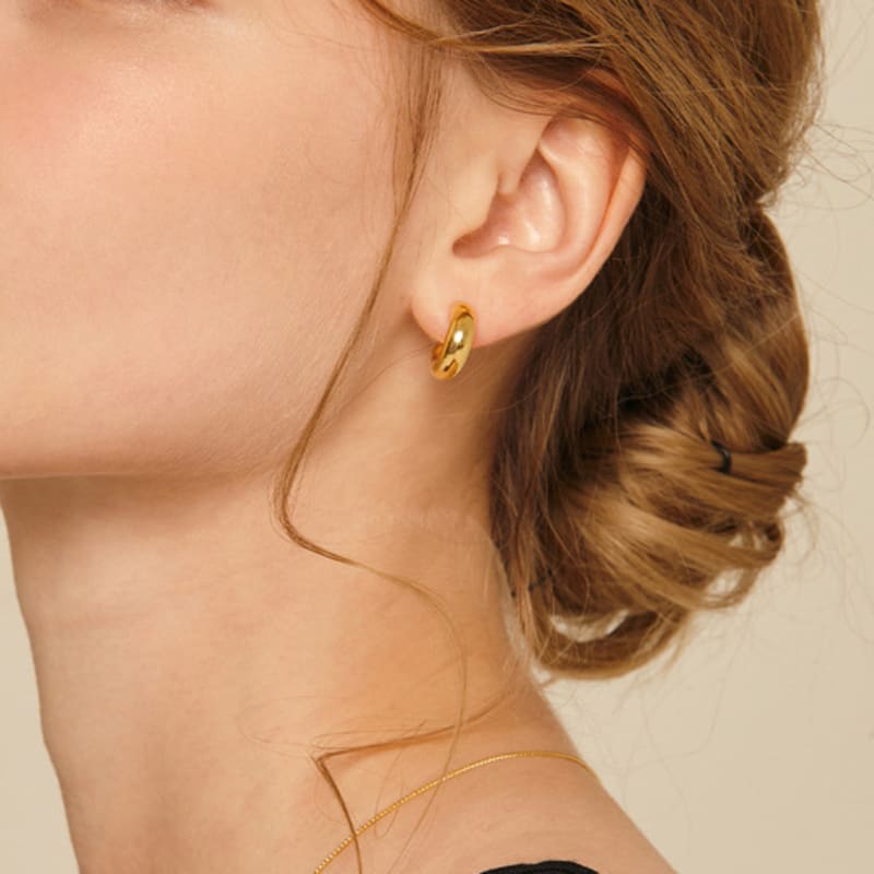 Murmur [925silver]Grundläggande tjock creolörhänge