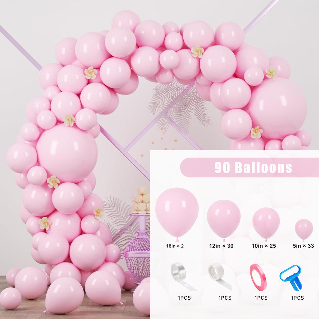 90PCS multi-color latex balloon set suitable for birthday parties, weddings, Valentine's Day party decoration