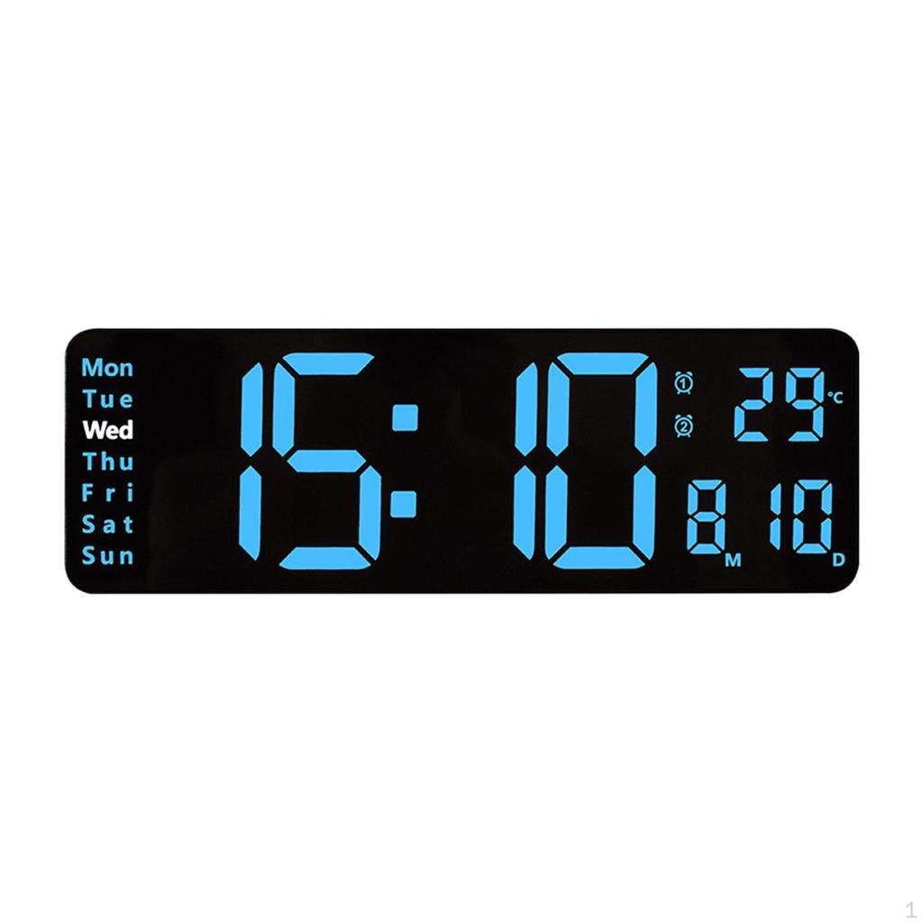LED Electronic Clock with Time Date Week Temperature Display Silent for Cafe
