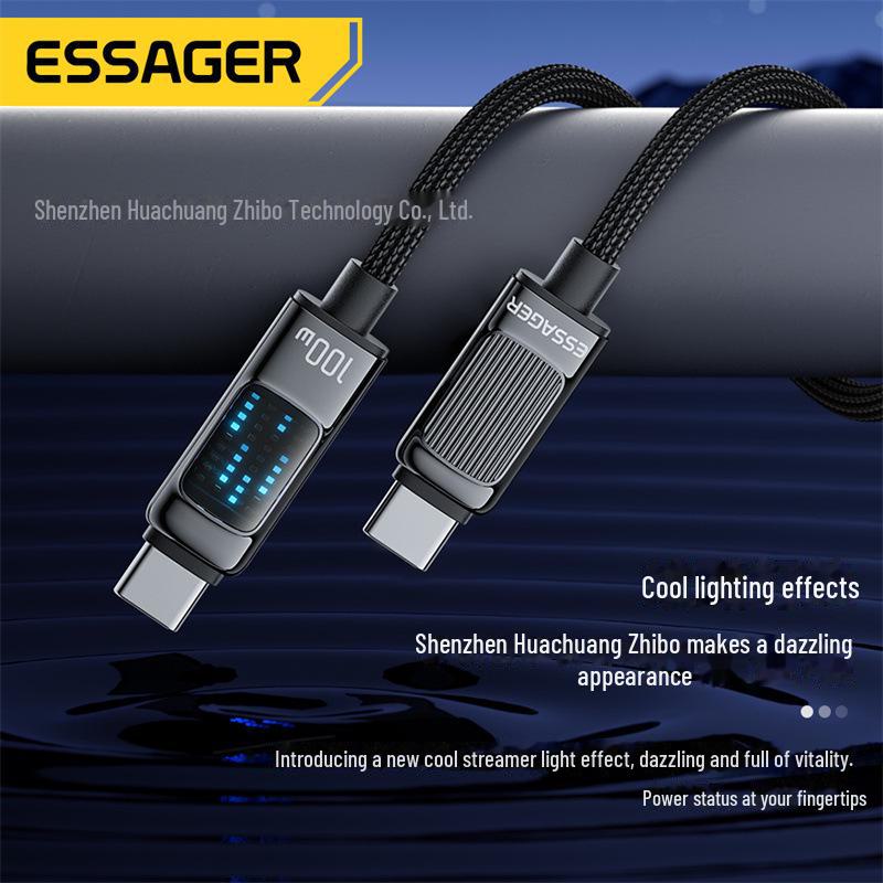 ESSAGER Streamer Series 100W PD Fast Charging Cable for Phones, Tablets, and Laptops