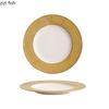 Relief Textured Ceramic Shallow Plate White Gold Steak Plate Pasta Plate Dessert Dish Snack Plates Hotel Creative Tableware