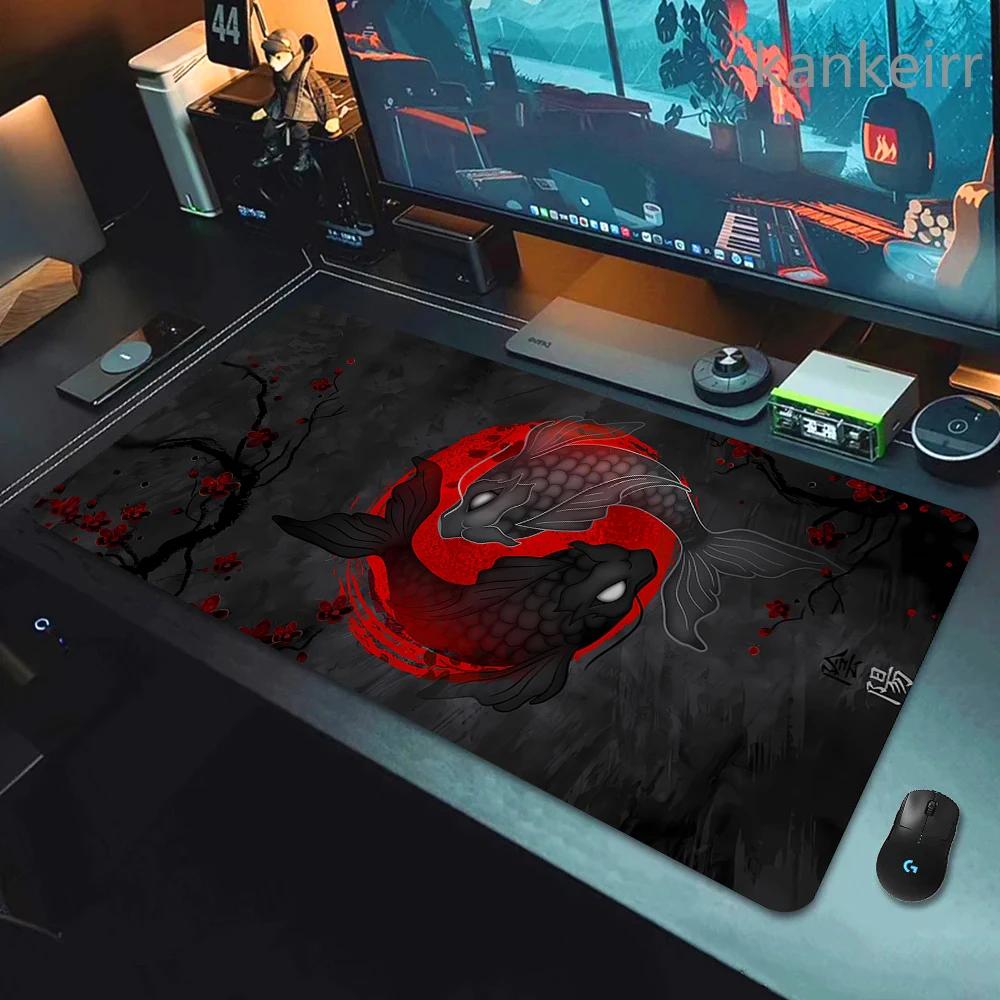 Gaming Mouse Pads Koi Taichi Neutral Table Mats Computer Mousepad Company Big Deskmat 90x40 Large Gamer Mousepads Fish Mouse Mat