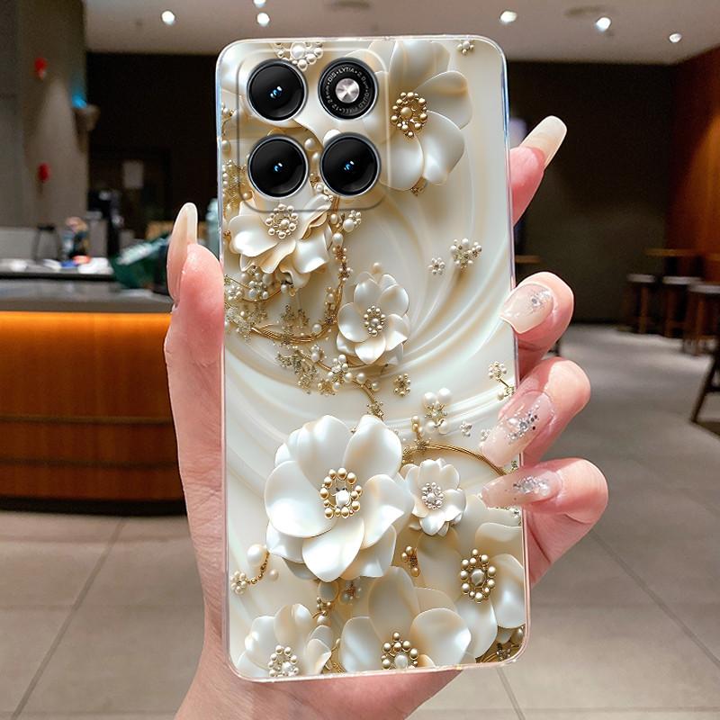 Etui Na Motorola Edge 70 Fusion Przezroczyste Luksusowe Modne Motyl Kwiaty Miękki TPU Silikonowy Pokrowiec Na Telefon dla Edge70 Fusion Zderzak