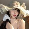 Sweet Cute Lace Edge Straw Hat For Women Spring Summer Bowkont Large Brim Sunshade Caps  Foldable Beach Cap Gifts