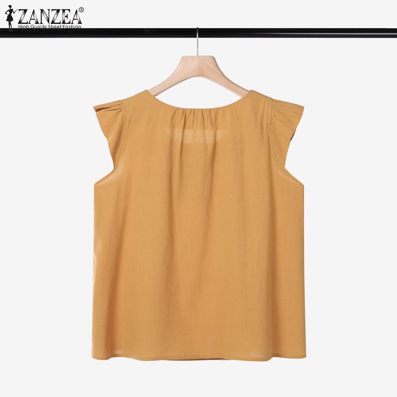 ZANZEA Women Summer Casual Solid Color Loose Sleeveless Tank Tops