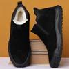 2026 Men's Warm Winter Suede High Top Snow Boots Fleece Lined Thickened Cotton Zipper Closure Anti Slip Chunky Sole Work Shoes