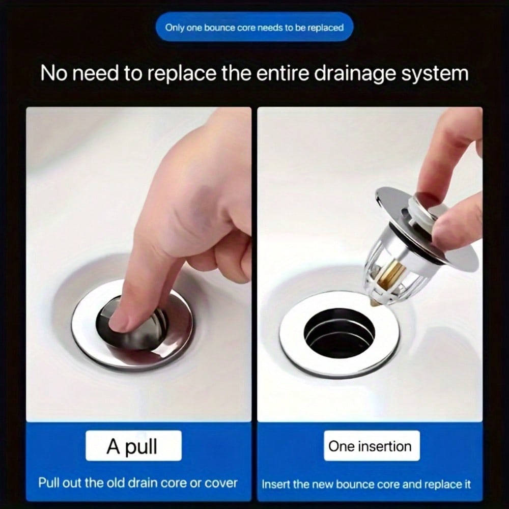 1pc, Universal Sink Drain Plug, Plastic Pop-Up Core for Washbasin, Odor-Proof Accessory for Washbasin Drainage
