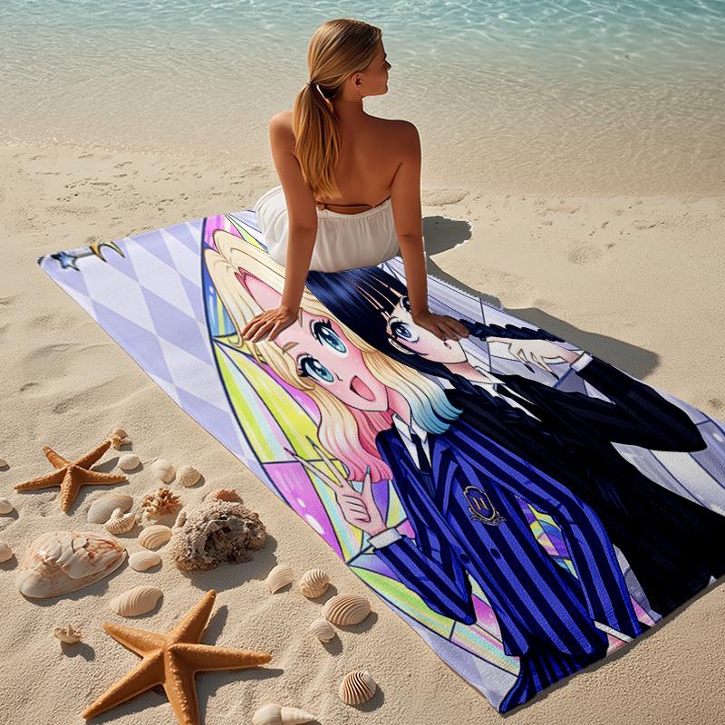proof beach towel with a Wednesday Addams4 pattern - soft,absorbent,quick-drying,machine washable - perfect for swimming,camping,bathing