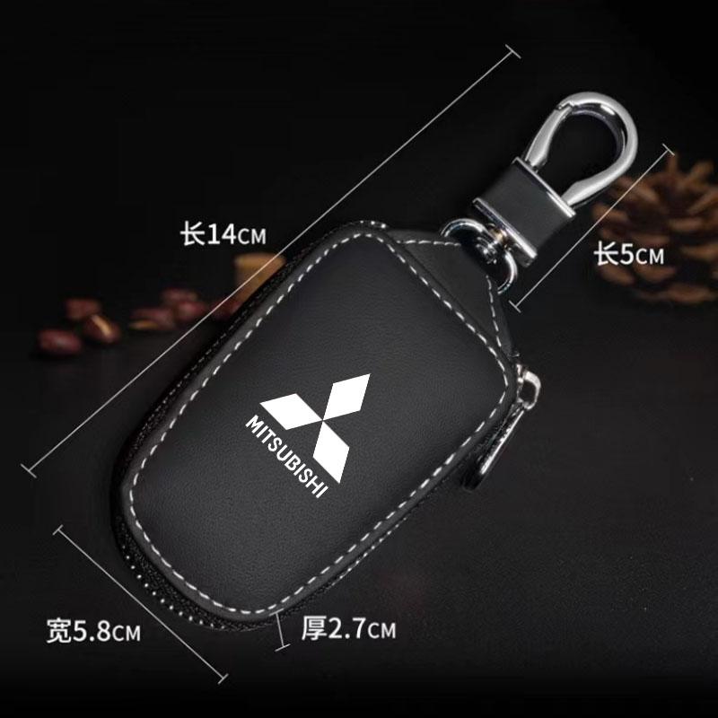 Leather Keychain Car Key Bag Multi Function Key Case for Mitsubishi Outlander Pajero Lancer Evolution RALLIART Car Accessories