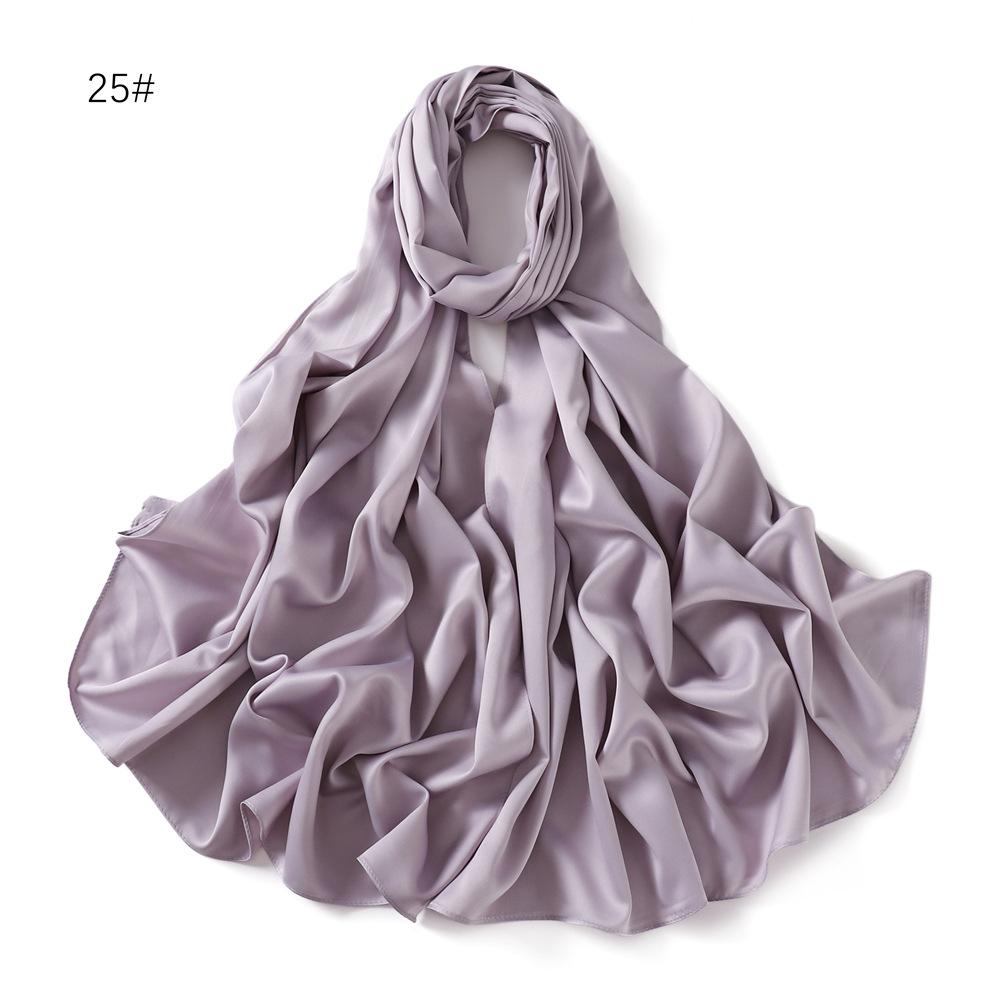 New Luxury Medine Silk Scarf For Women Muslim Plain Hijab Long Shawls Big Size Headscarf Wraps Islamic Turban Headband Bandana