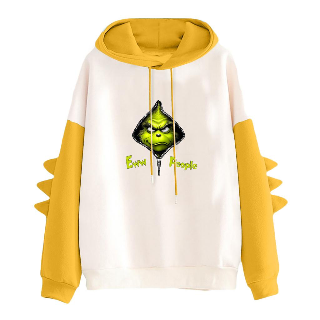 Women's Printed Contrasting Dinosaur Loose Casual Hoodie