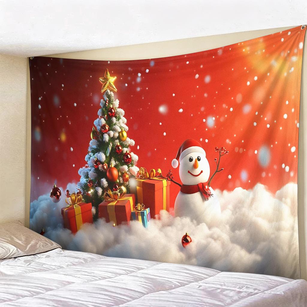 Christmas Tapestry Winter Snow Scene Wall Hanging, Holiday Decor for Bedroom Living Room, Cozy Festive Backdrop for Xmas
