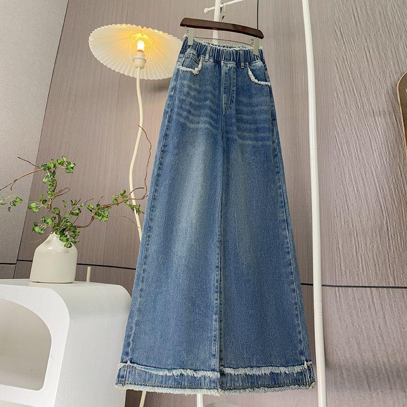 

High Waist Wide Leg Denim Trousers for Plus Size Women - Autumn Collection M (Below 100 jin)