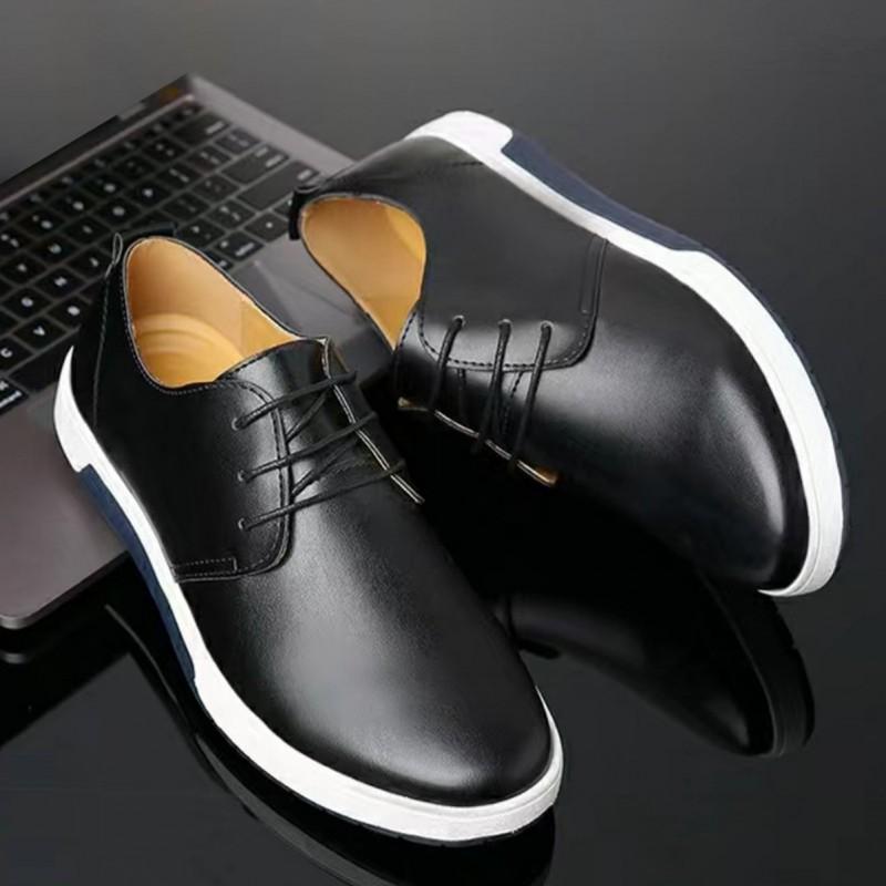 Mens Slip-On Dress Shoes PU Leather Upper Pointed Toe Casual Oxford Style Lightweight Business Footwear