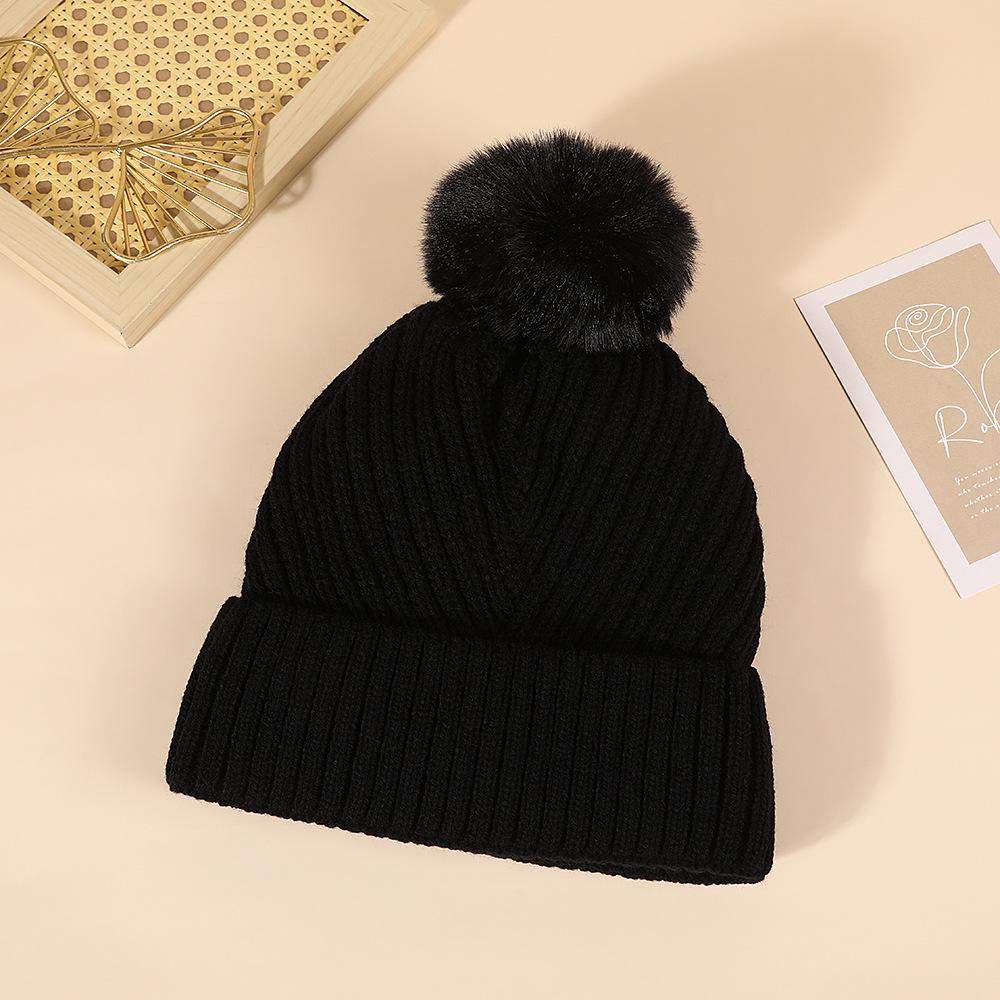 European & American Style Warm Woolen Knit Hat for Women with Ear Protection