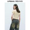 UR 2025 Autumn Dopamine Print Slim Fit Short Sleeve T-Shirt for Women